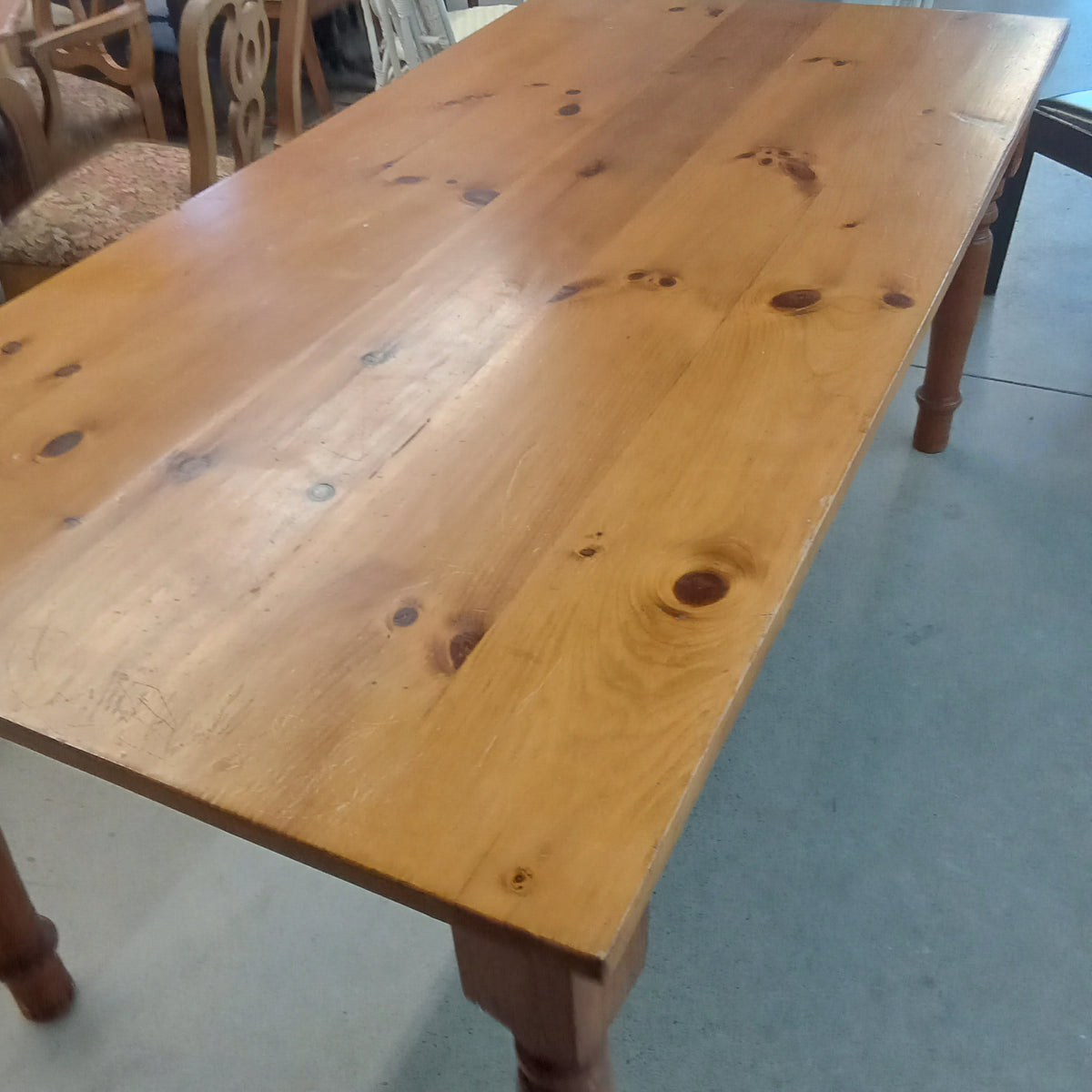 72"W Knotty Pine Dining Table