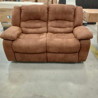66"W Recliner Love Seat in Brown Faux Suede