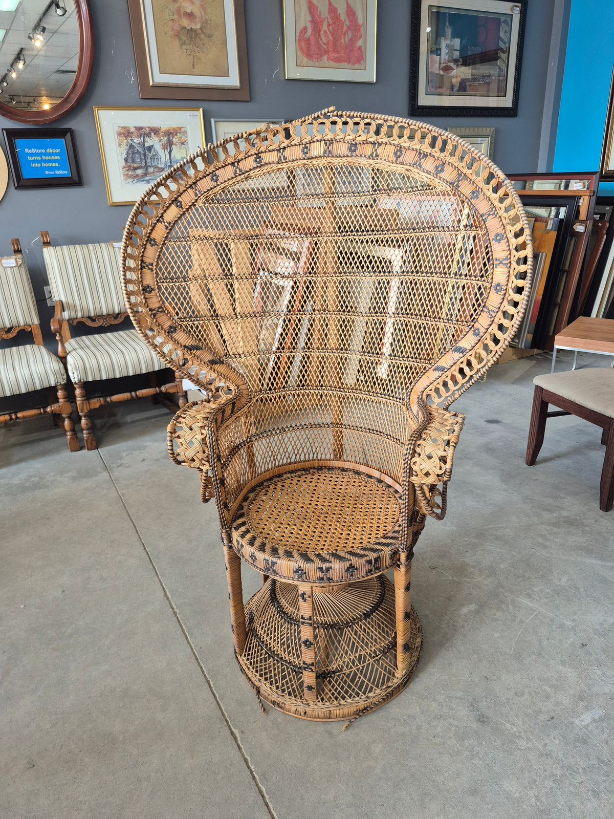 Vintage Wicker Peacock Chair