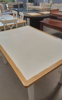 54"W White Kitchen Table with Wood Trim