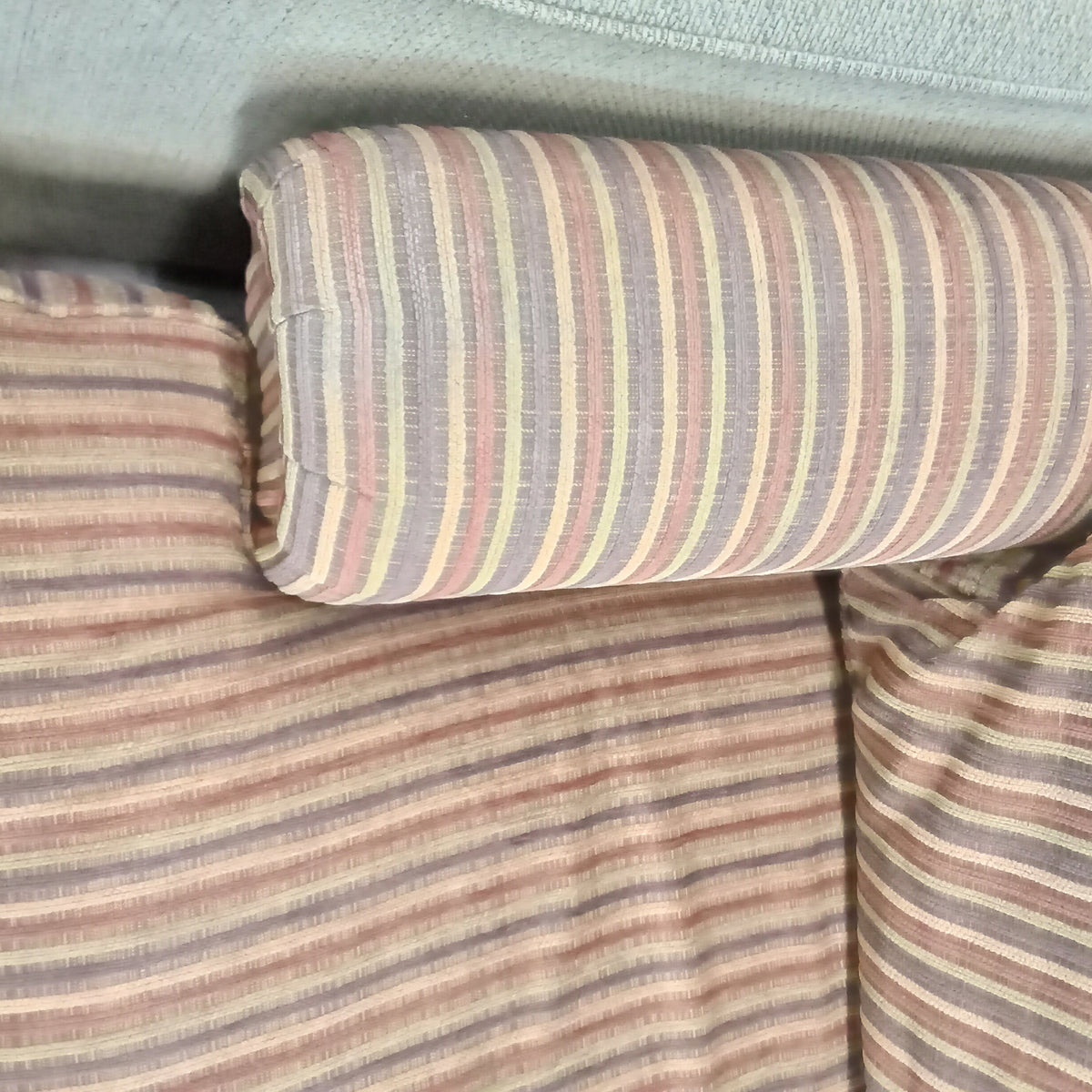 64"W Brown Stripped Love Seat