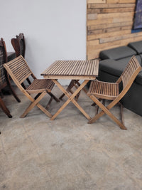 Small Wooden Bistro-Style Patio Set