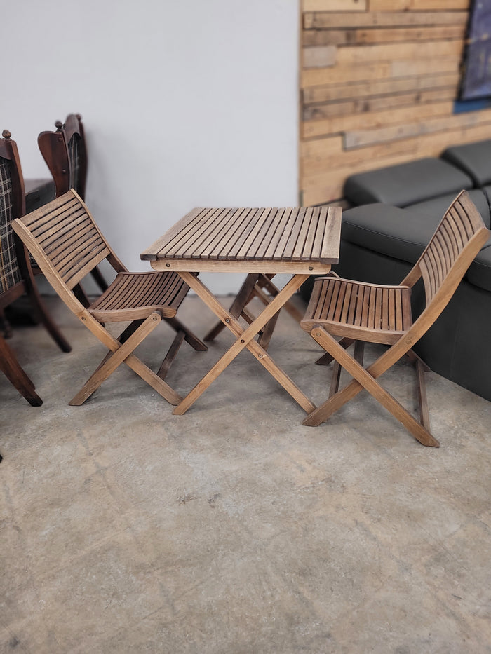 Small Wooden Bistro-Style Patio Set