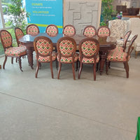 53"W Solid Wood Dining Table with Twelve Chairs