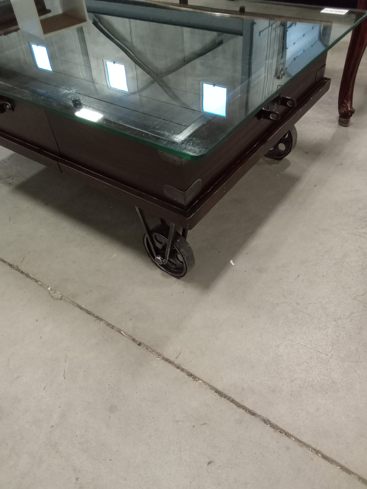 44" Glass Topped Coffee Table