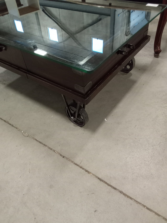 44" Glass Topped Coffee Table