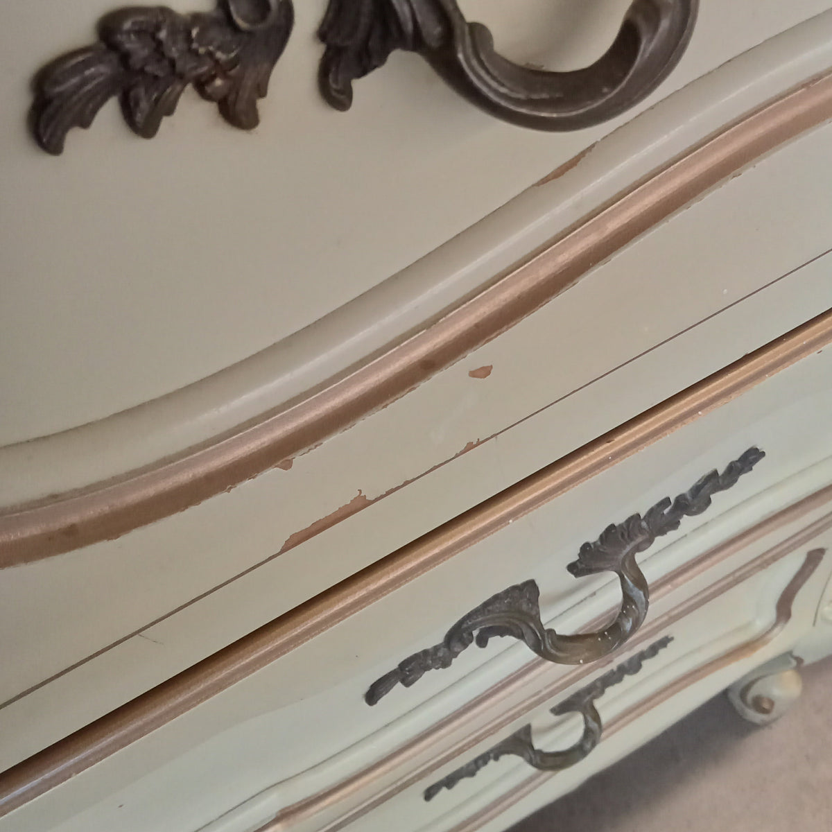 45"W 6-Drawer Tall Boy Dresser in Cream