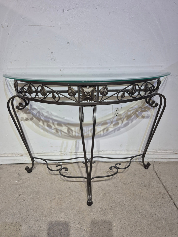 Half-Moon Shaped Glass Top Console Table