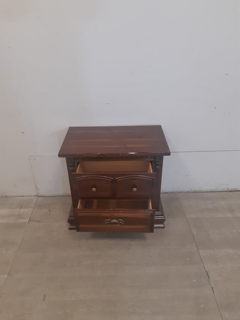 Solid Wood Nightstand With Brass Pulls
