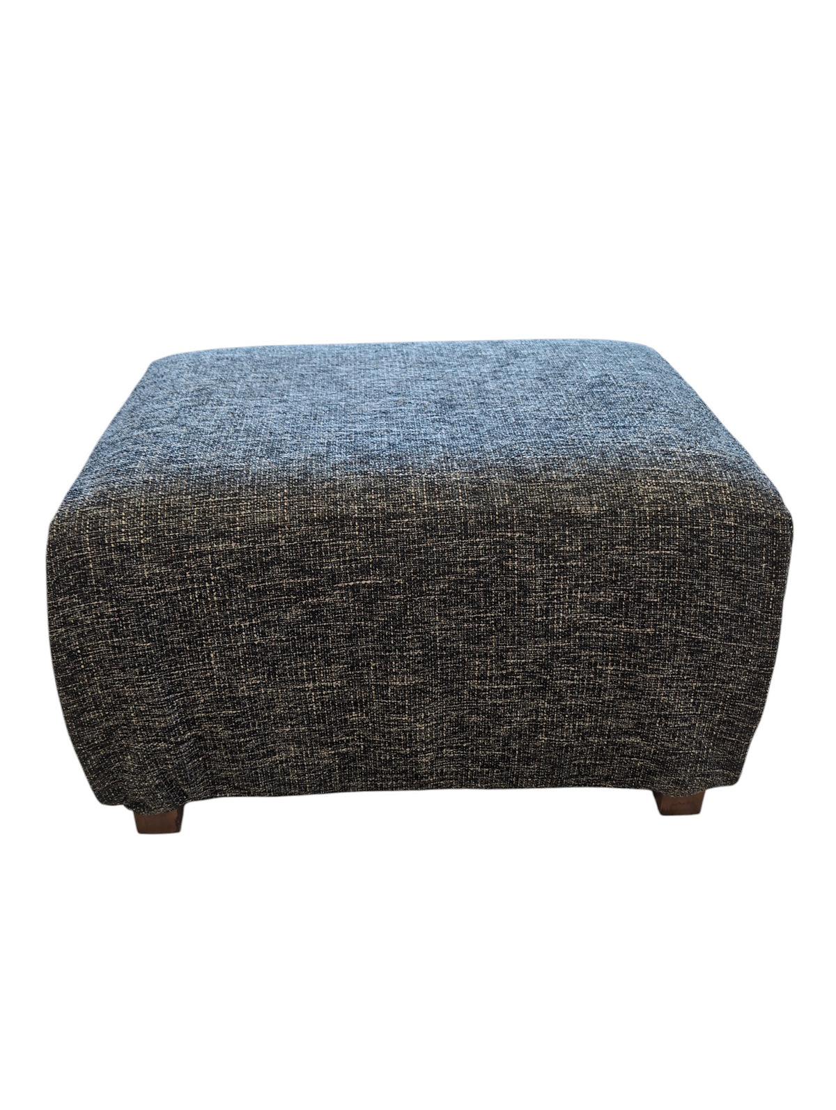 Grey Blue Woven Ottoman