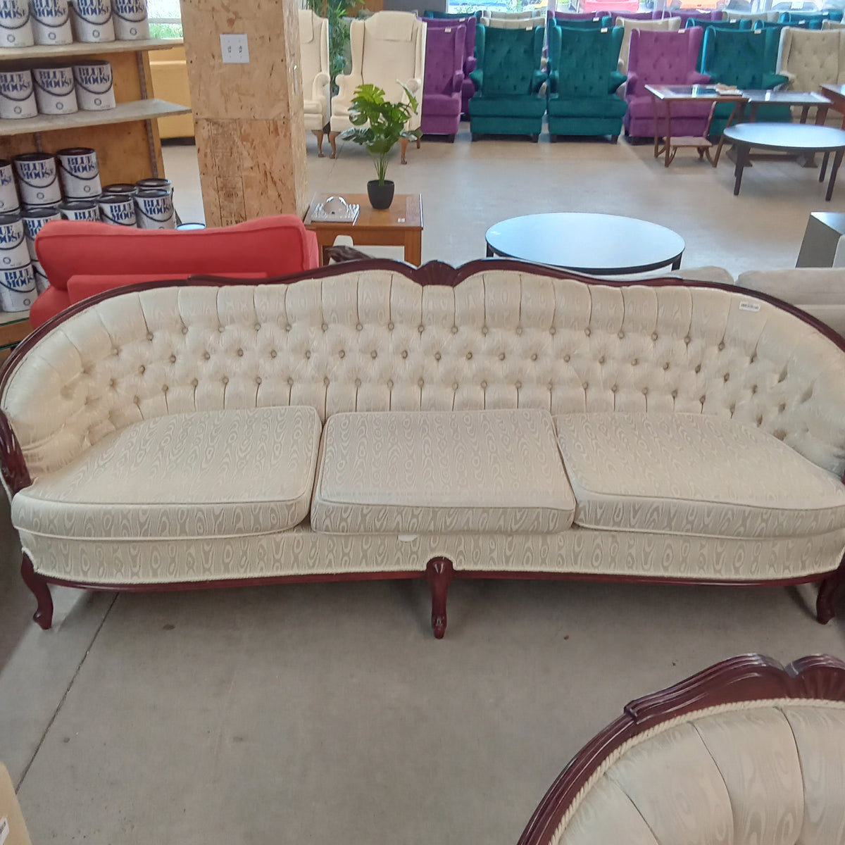 91"W French Provincial 3-Seat Sofa