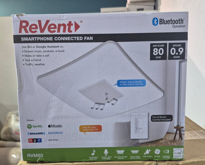 80 CFM Ceiling Bathroom Exhaust Fan with Bluetooth Speaker and 2-Way Smartphone Communication