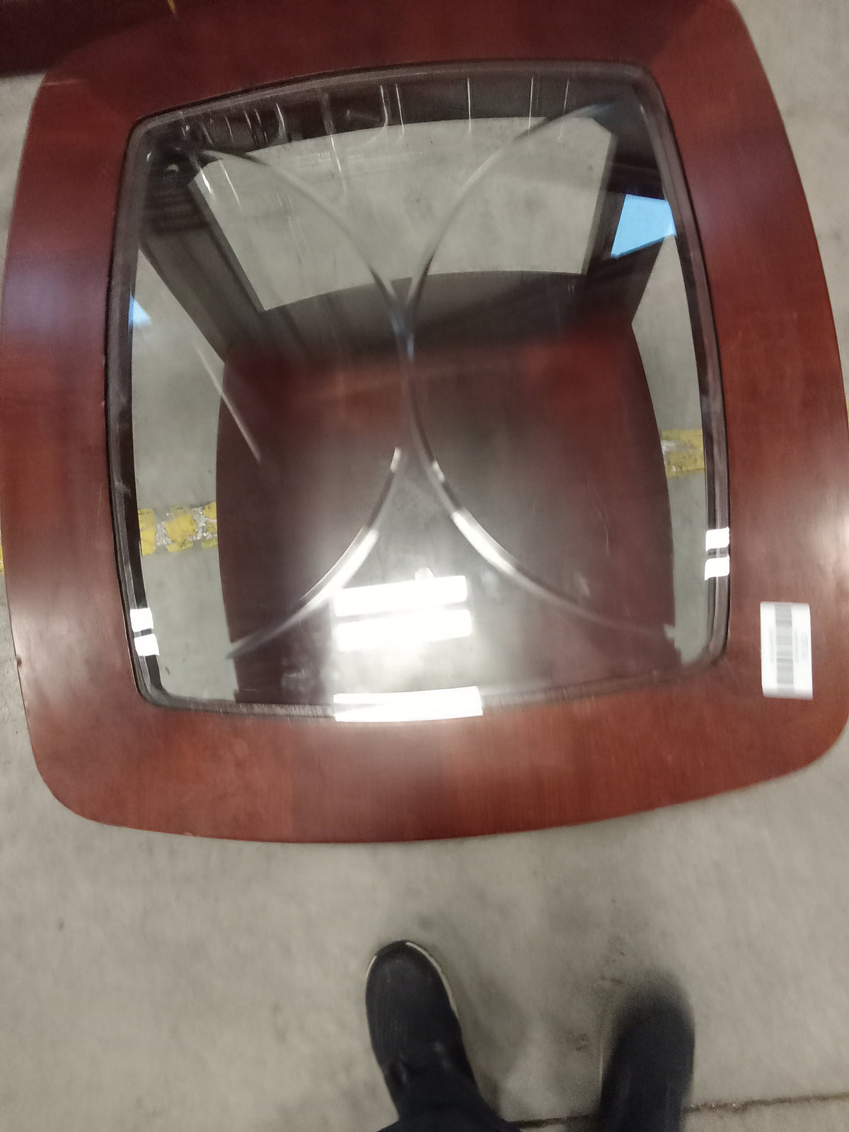 26"W Wood Side Table with Glass Top