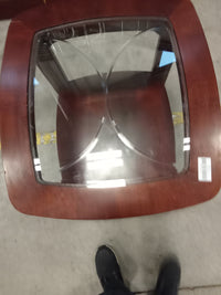 26"W Wood Side Table with Glass Top