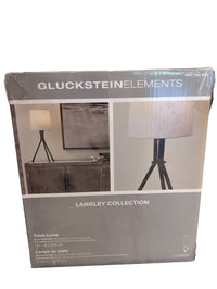 Tripod Table Lamp with Black Base and White Linen Fabric Shade