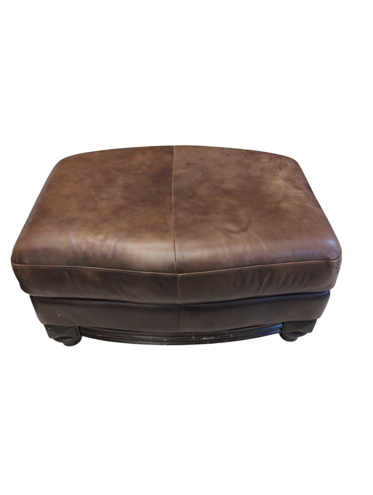 Leather Sofa w/ Nailhead Trim & Ottoman