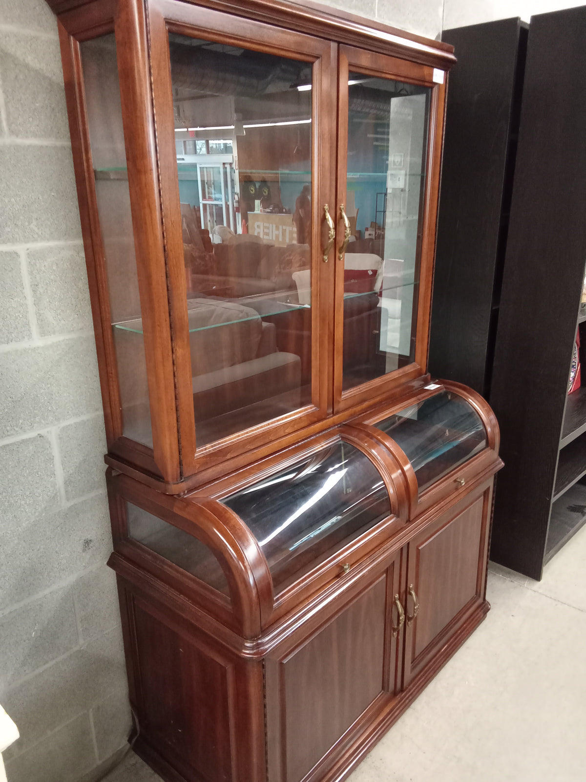 48"W Two Piece Display Cabinet in Solid Wood