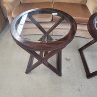 26"Diameter Side Table with Glass Top