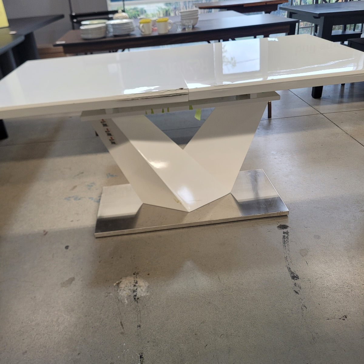 63"W Dining Table in White Melamine