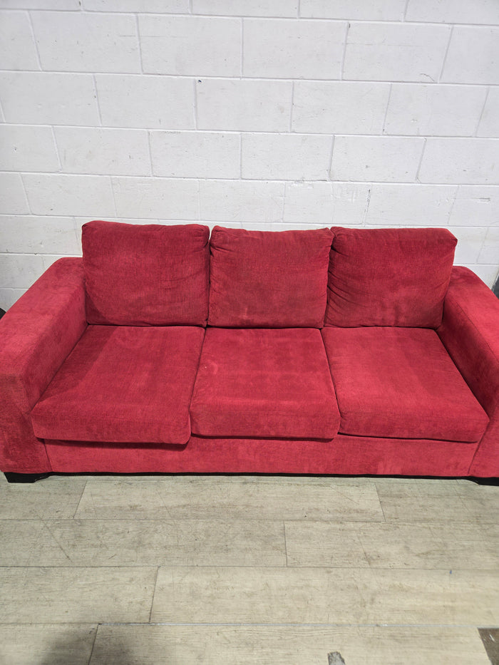 Three-Seater Sofa With Red Fabric