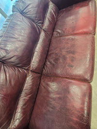 Dark Cherry Red Leather Sofa