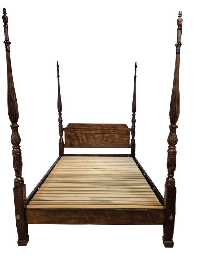 Queen Carved Mahogany Poster Bed