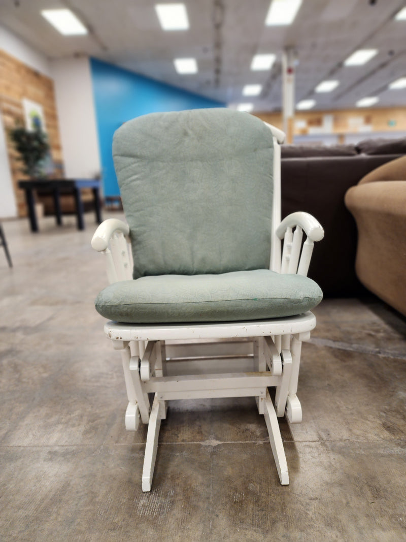White & Green Wooden Rocking Chair