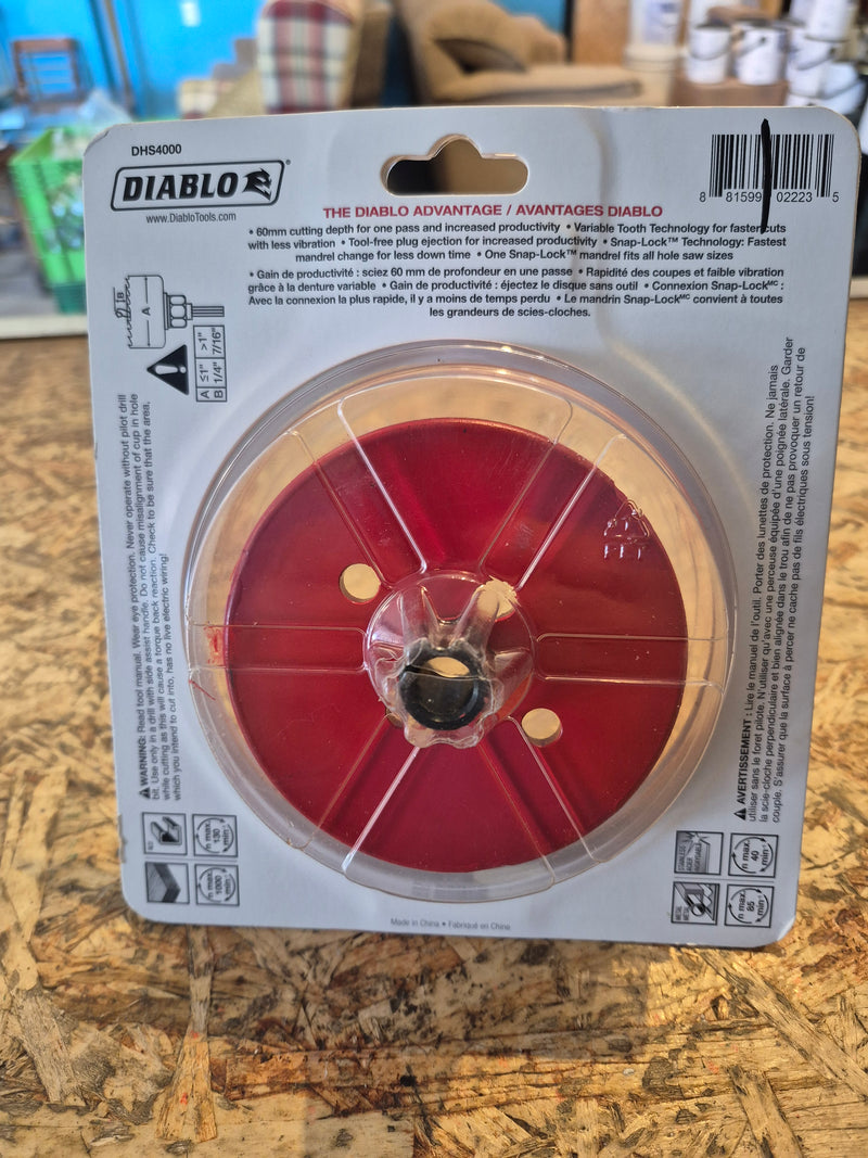 Diablo 4" Bi-Metal Hole Saw with 2-3/8 in. Cutting Depth for Wood/Metal Cutting