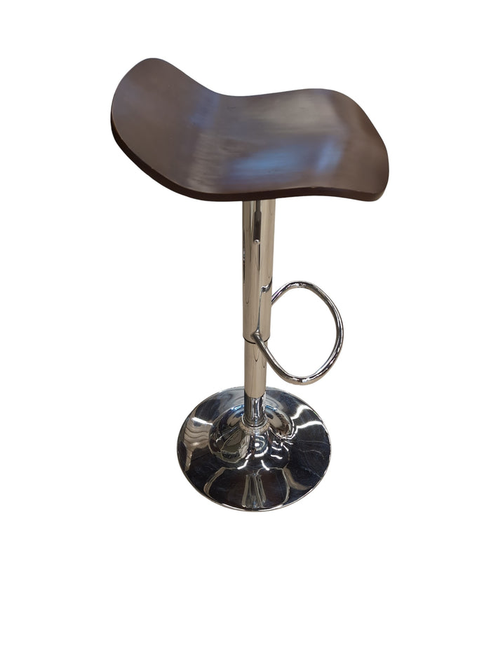 Modern Wood & Chrome Bar Stool - Set of 2