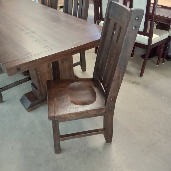 96"W Solid Wood Dining Table with Six Chairs