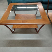 40"W Wood and Glass Coffee Table