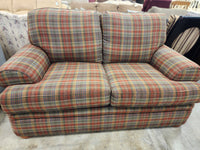 Country Style Plaid Upholstered Loveseat