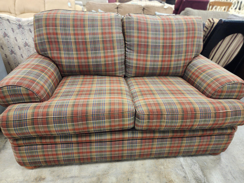 Country Style Plaid Upholstered Loveseat