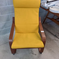 27"W Armchair with Yellow Fabric and Wooden Frame