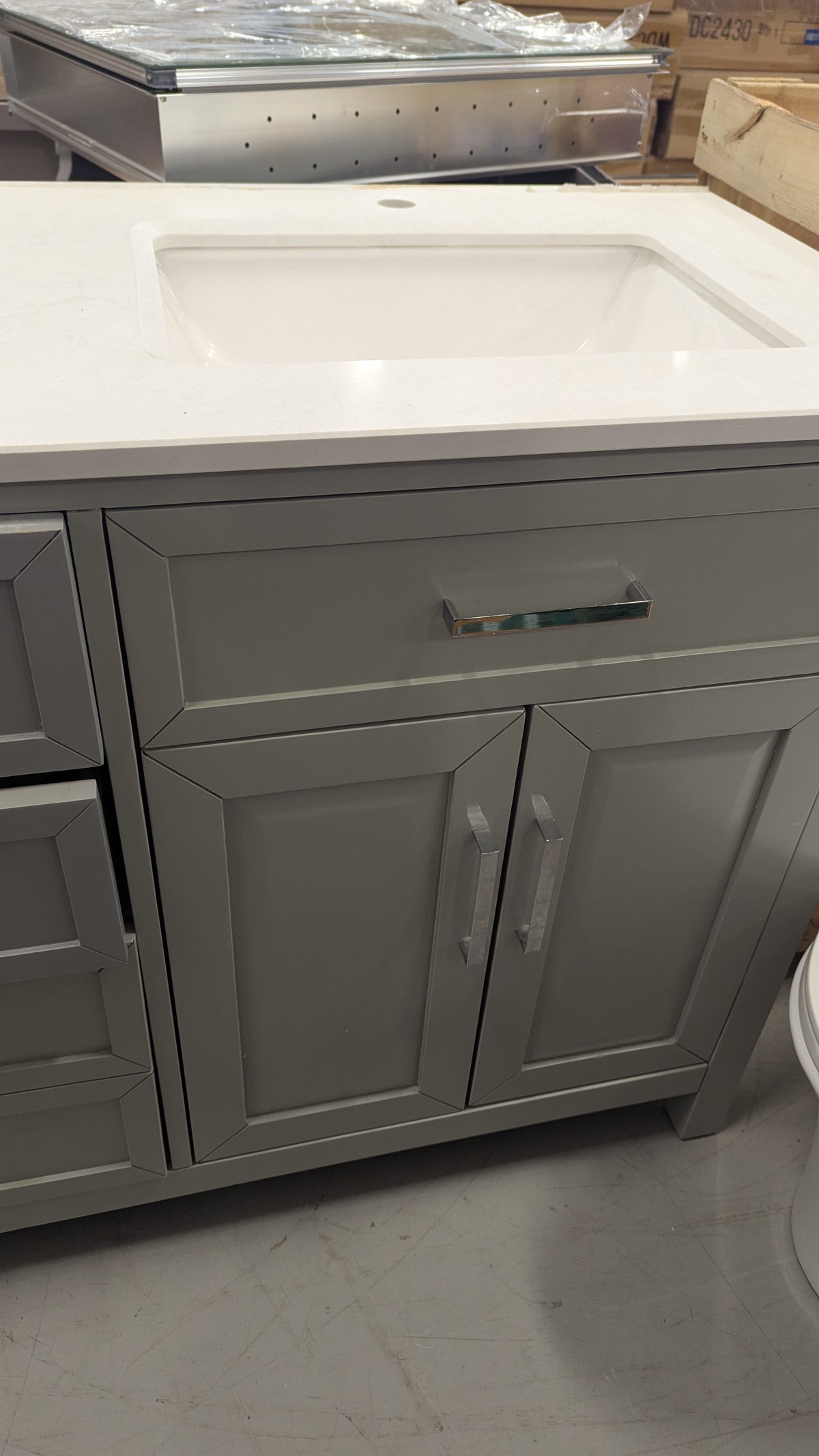 72"W Grey Vanity W/ Quartz Countertop