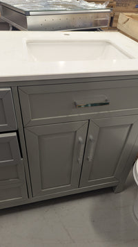 72"W Grey Vanity W/ Quartz Countertop