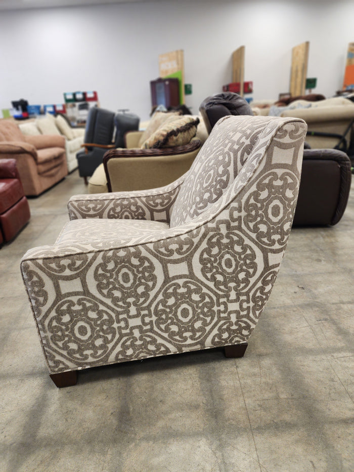 Grey & Off-White Geometric Patterned Armchair