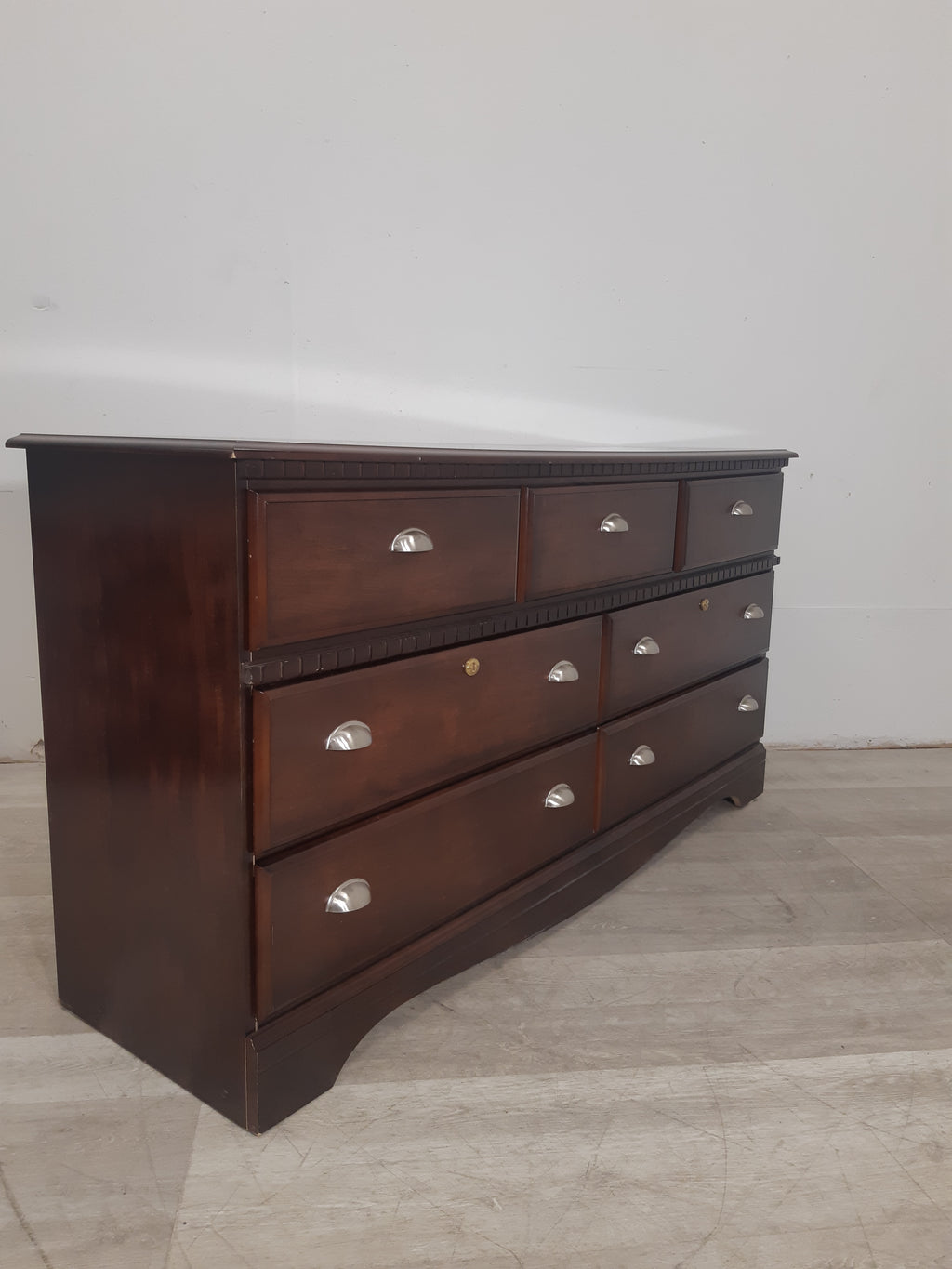 64" Seven Drawer Solid Wood Dresser
