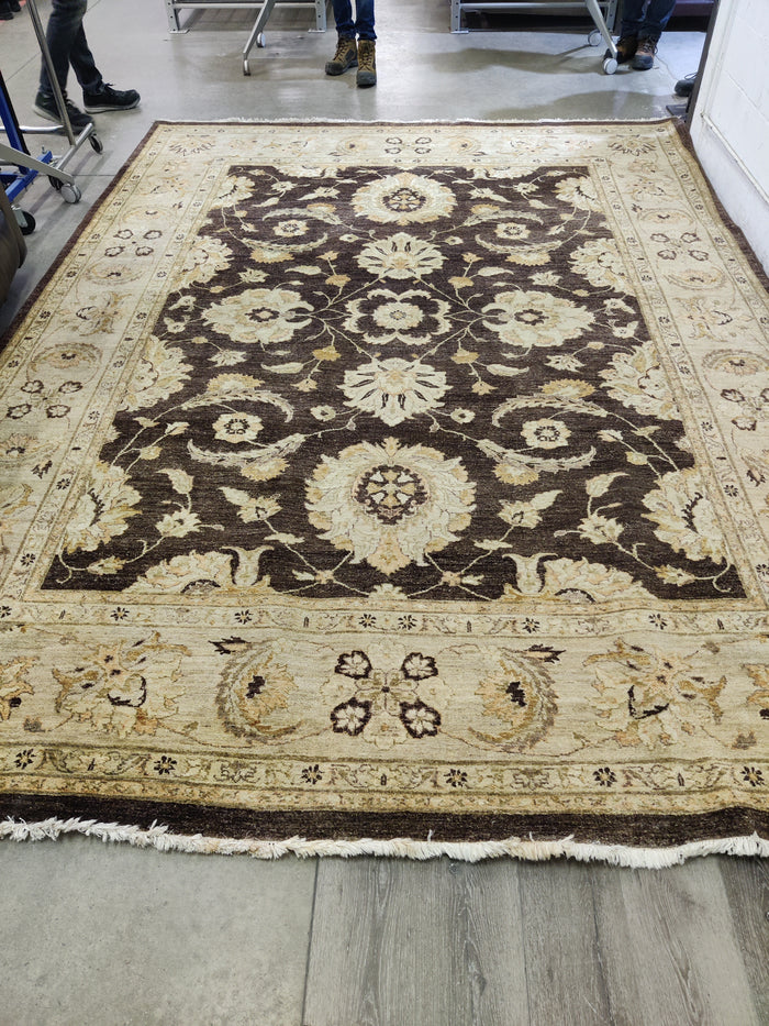 Brown and Gold Floral Area Rug (Approx. 12.5' x 9')