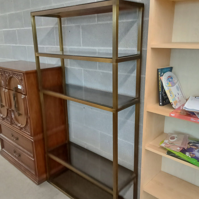 36"W Metal Bookcase with Glass Shelves
