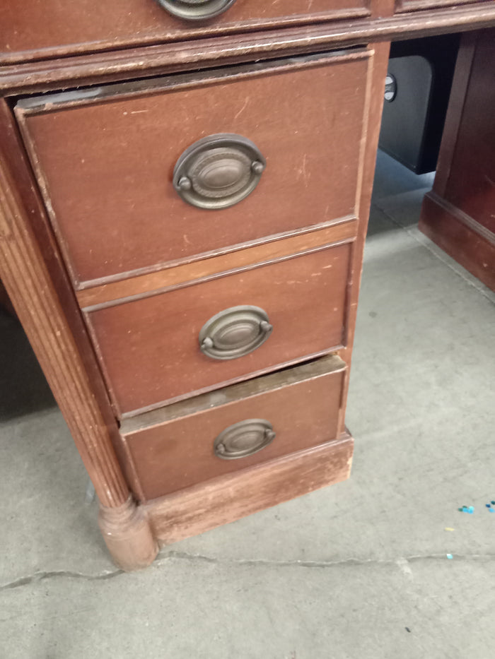 50"W Double Pedestal Desk with Leather Inlay
