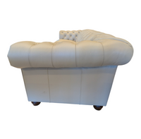 Amherst Ivory Tufted Genuine Leather Sofa