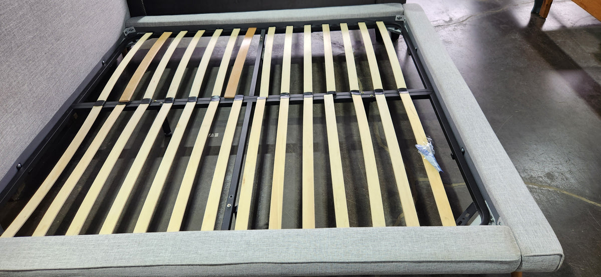 Grey Upholstered King Size Bed