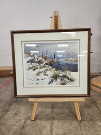 Among the Cattails Geese Framed Artwork