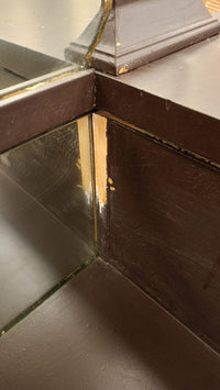 Dark Colored Antique Vanity with Rectangular Mirror