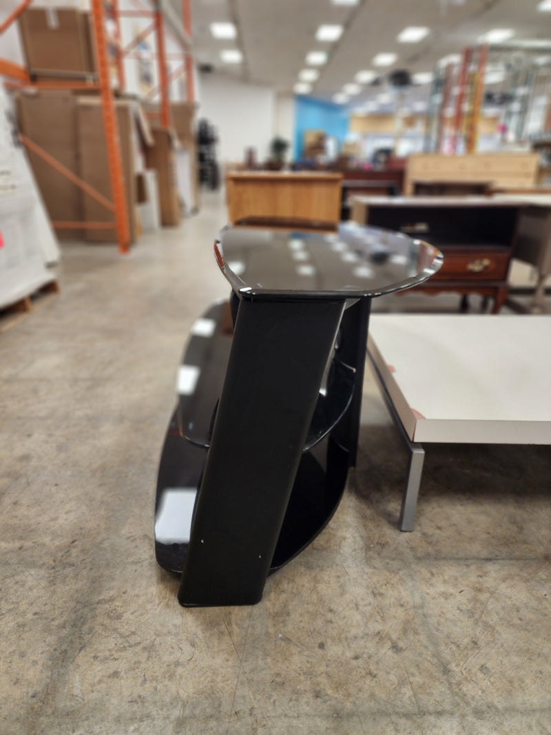 Black Glass 3 Tier Tv Stand