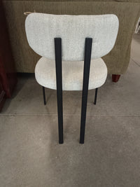 19"W White Woven Fabric Chair with Black Metal Legs