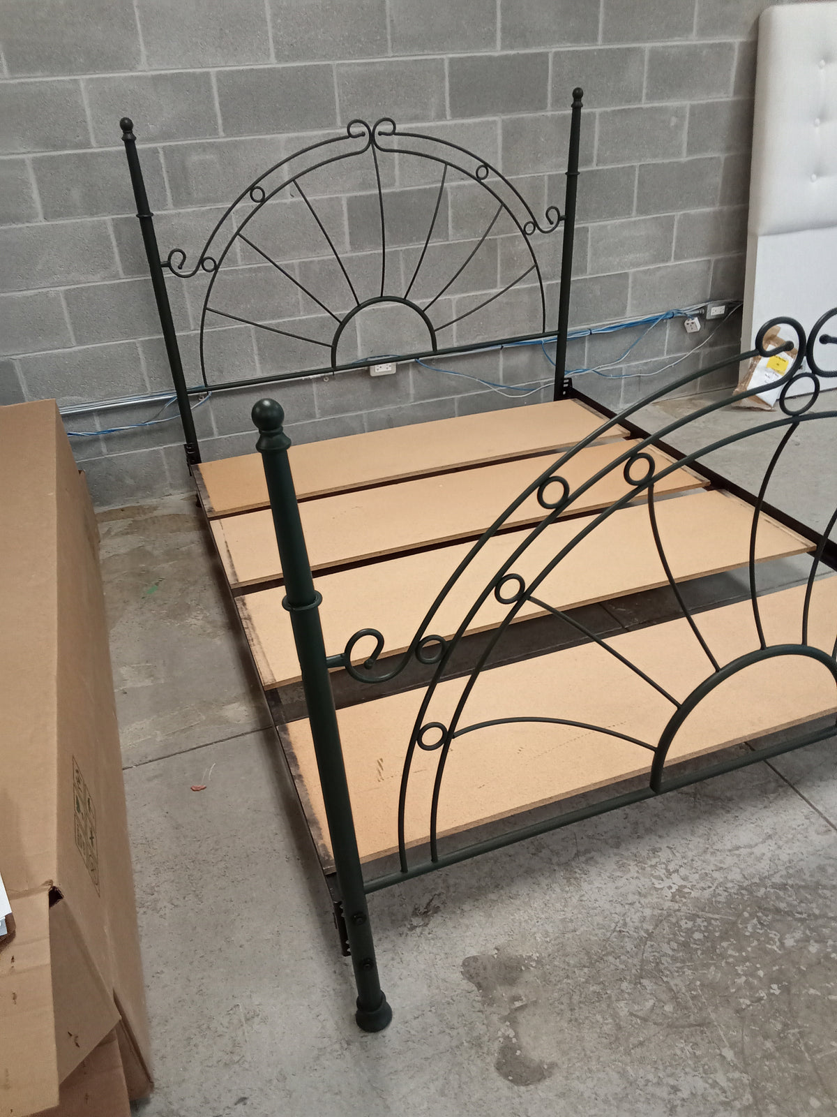 63"W Queen Bed Frame with Metal Head and Foot Boards