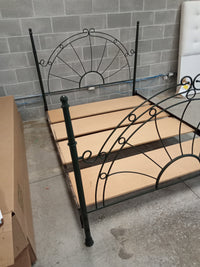 63"W Queen Bed Frame with Metal Head and Foot Boards