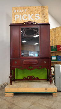 Dark Wood Glass Fronted Display Cabinet